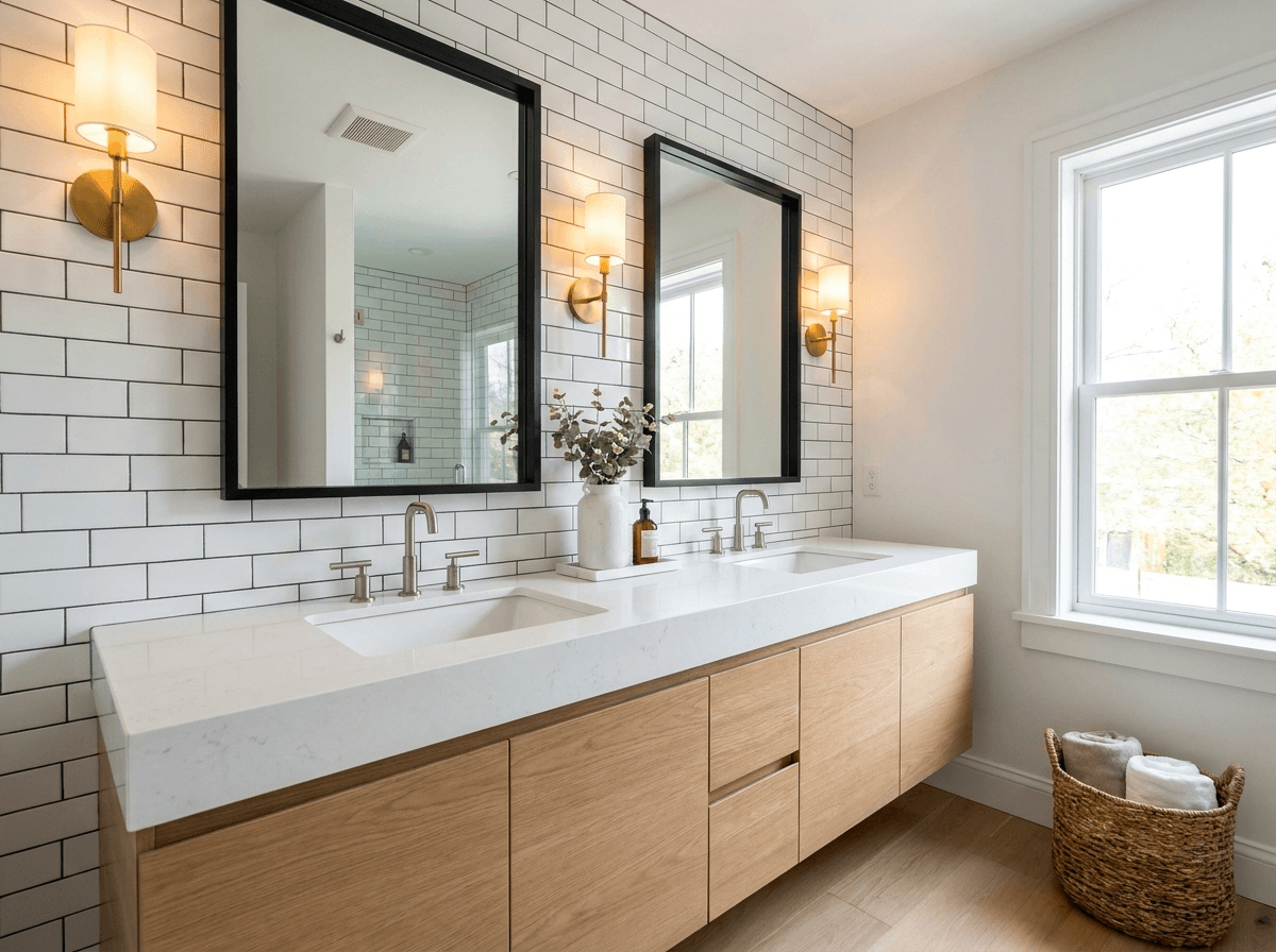 Double Vanity & Tile Remodel in New Canaan, CT
