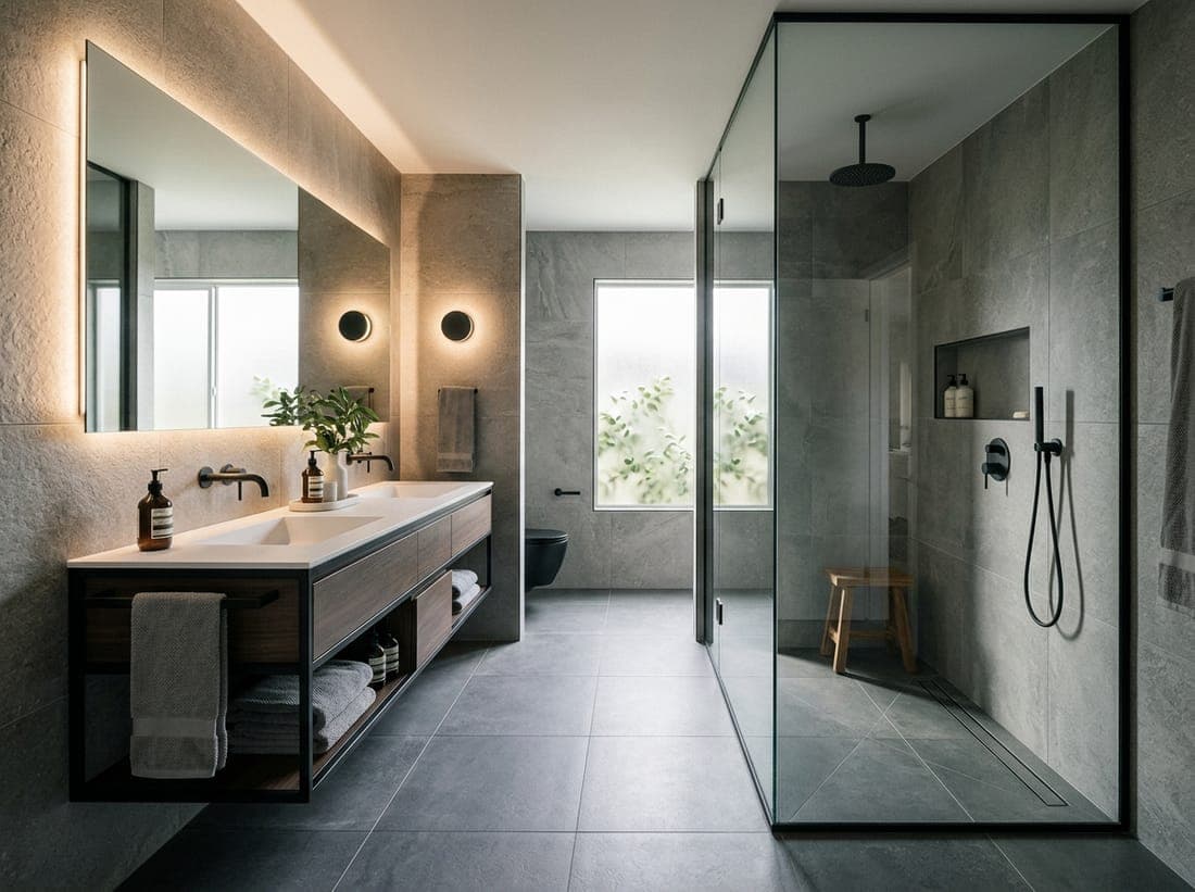 Contemporary Bath — bathroom remodel by Omega Development