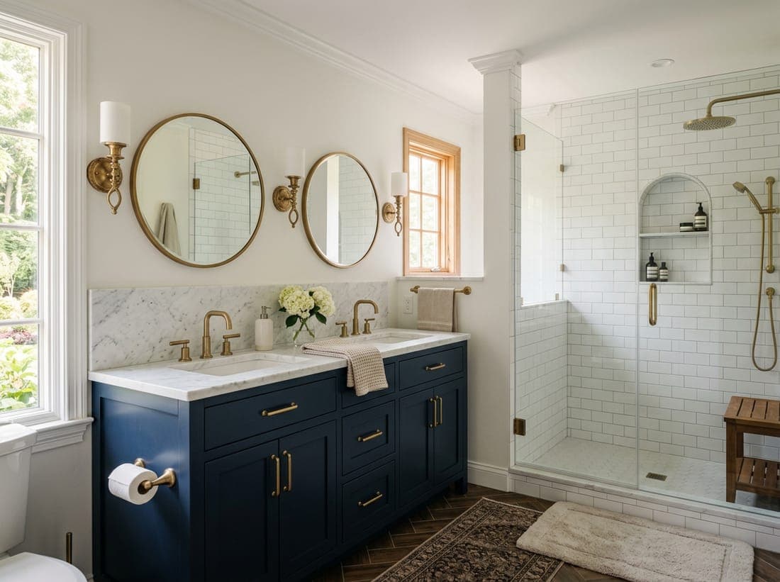 Transitional Vanity — bathroom remodel by Omega Development