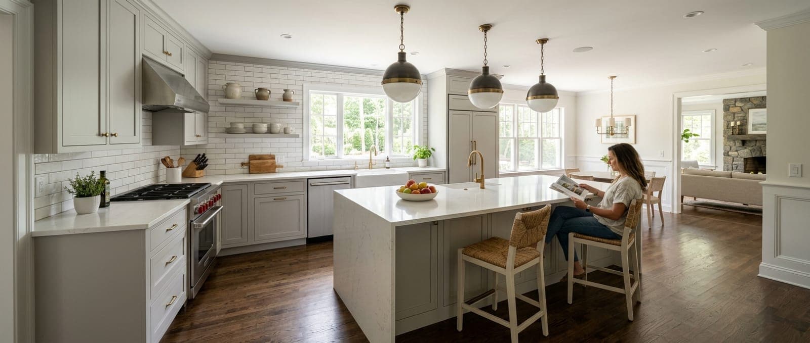 Transitional Gray Kitchen — bathroom remodel by Omega Development