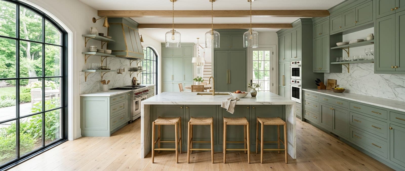 Green Cabinet Kitchen — bathroom remodel by Omega Development