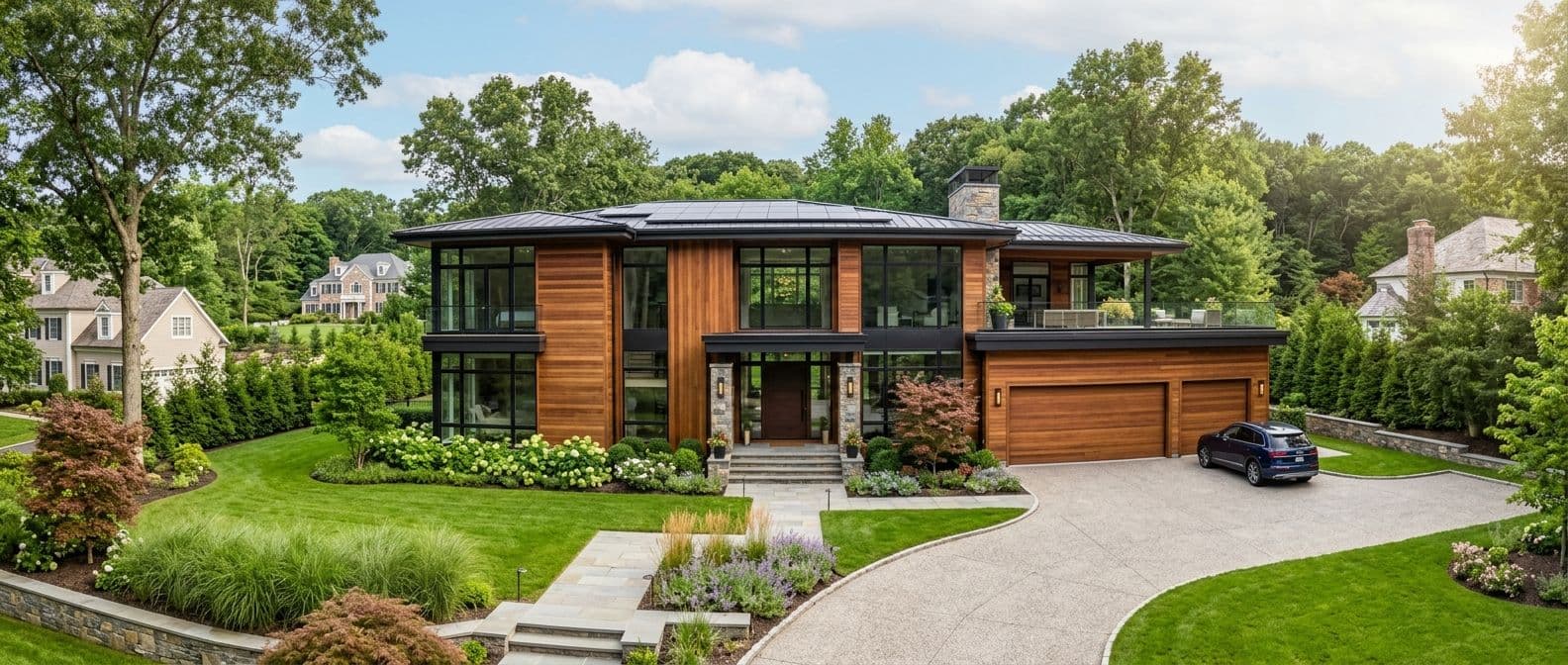 New home construction in Weston, CT — teardown before and after