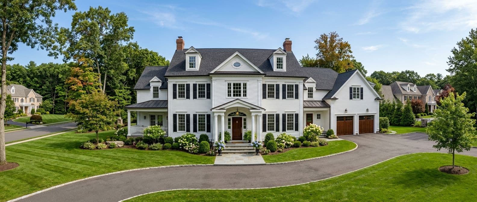 New home construction in Ridgefield, CT — teardown before and after