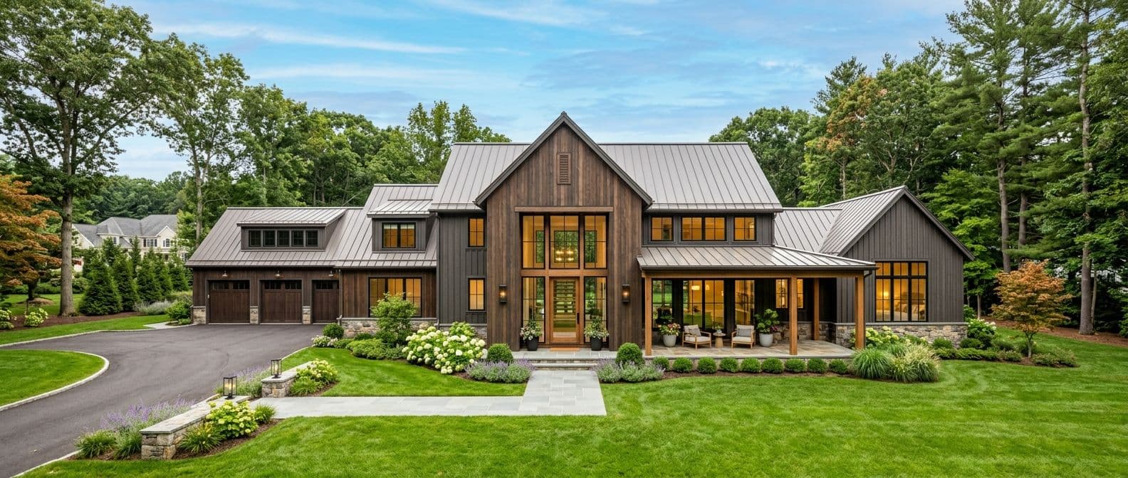New home construction in Redding, CT — teardown before and after
