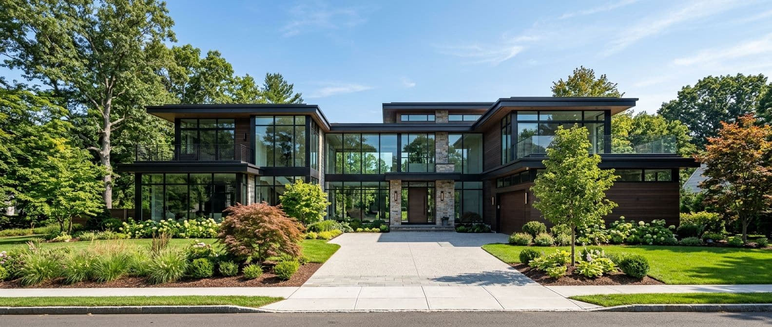New home construction in New Canaan, CT — teardown before and after