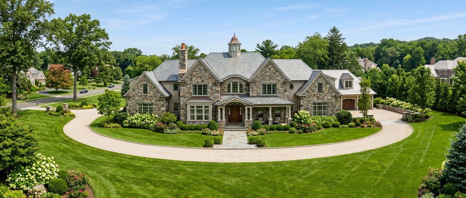 New home construction in Greenwich, CT — teardown before and after