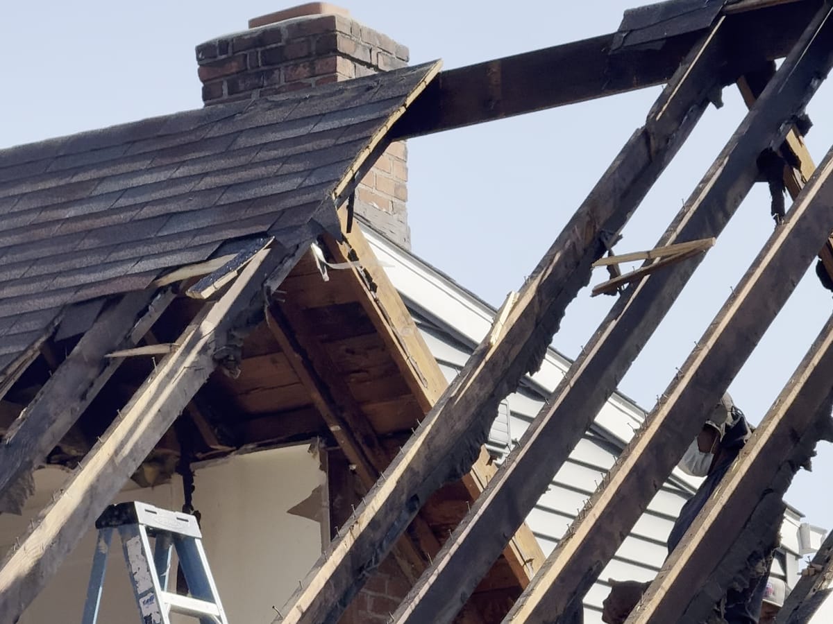 Original roof removed to make way for the second floor