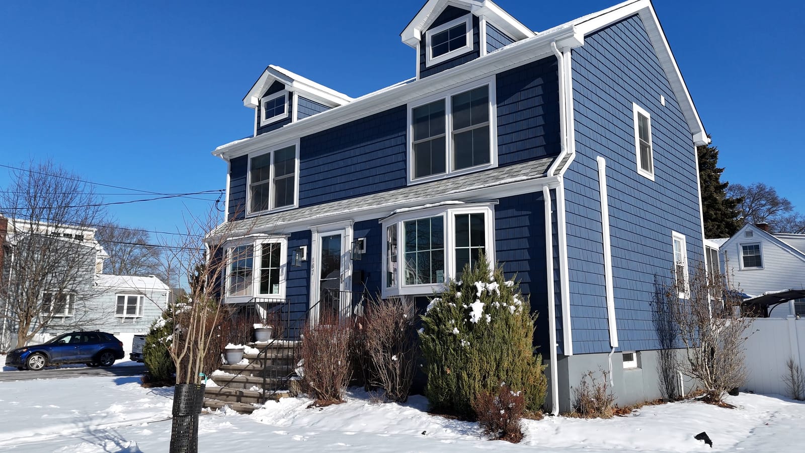 Side view of the finished second-story addition