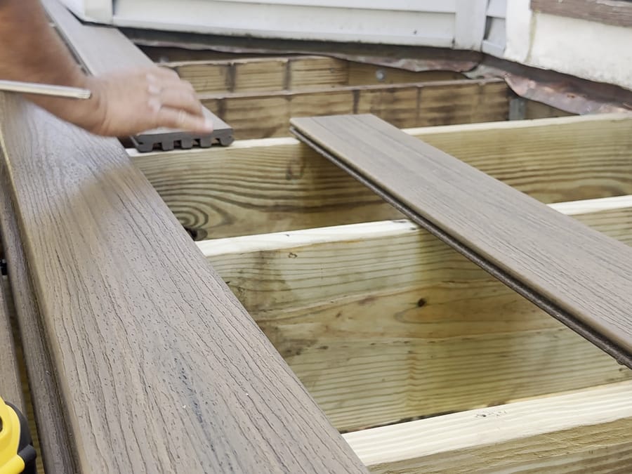 Pressure-treated frame on footings