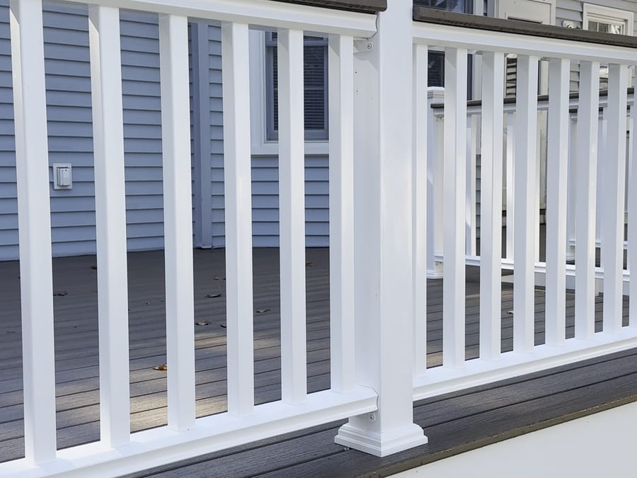 White vinyl railings installed