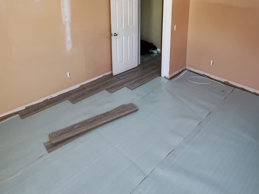 Underlayment rolled out wall to wall