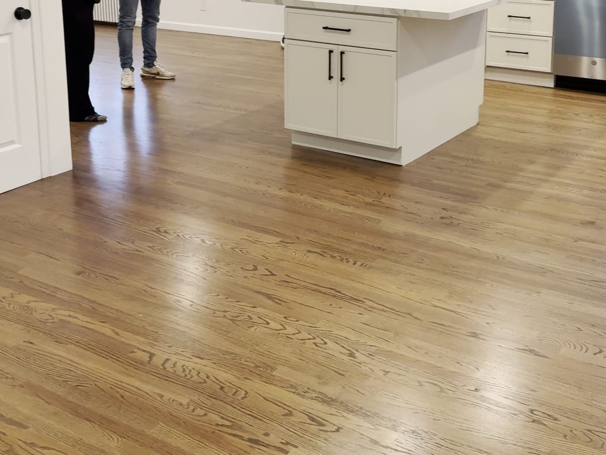 New floor around the kitchen island
