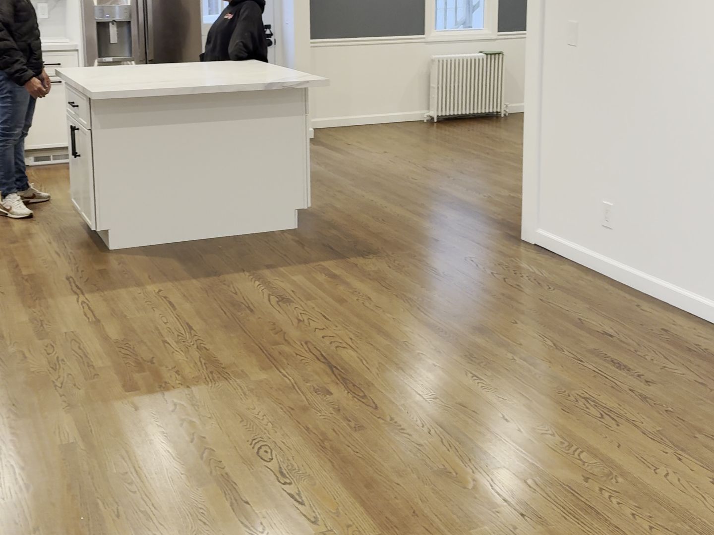 One continuous floor from the kitchen to the living room