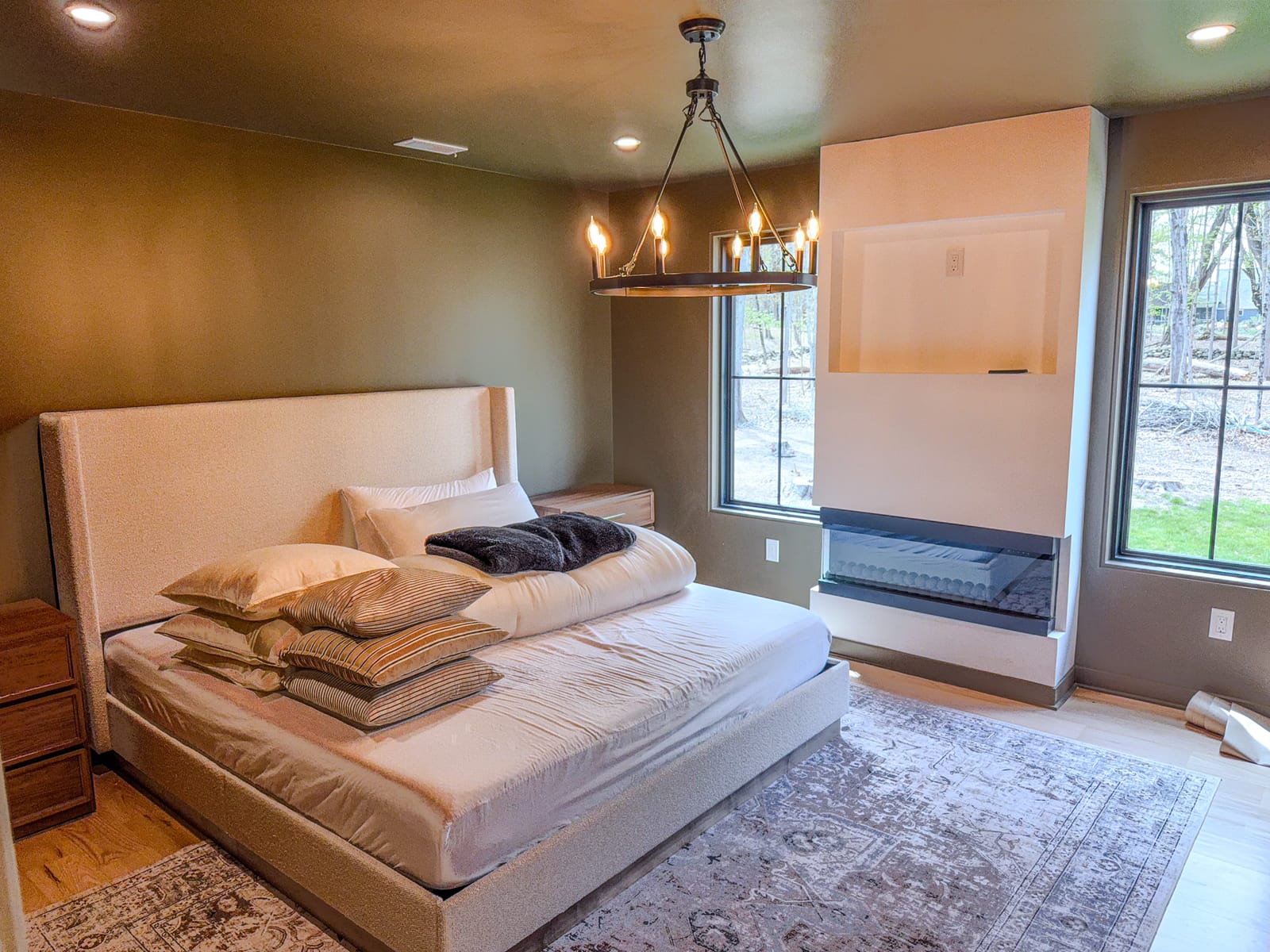 Hardwood floor in a bedroom
