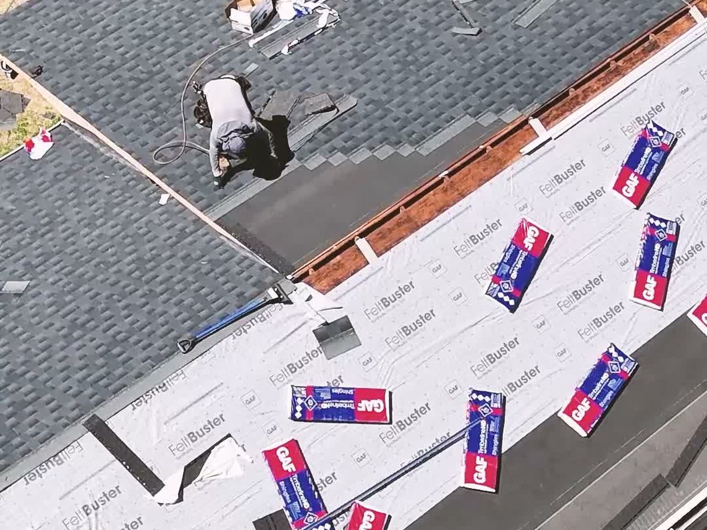 Synthetic underlayment and new shingles going on