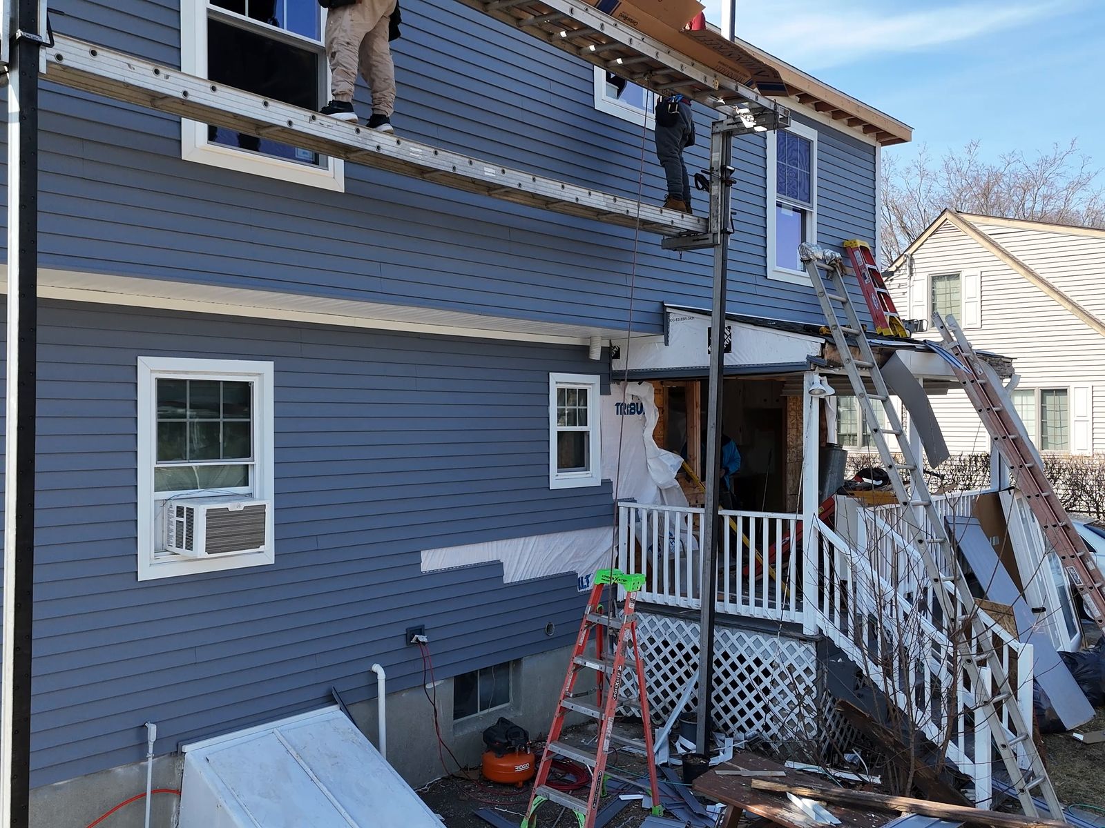 New siding on the side of the house