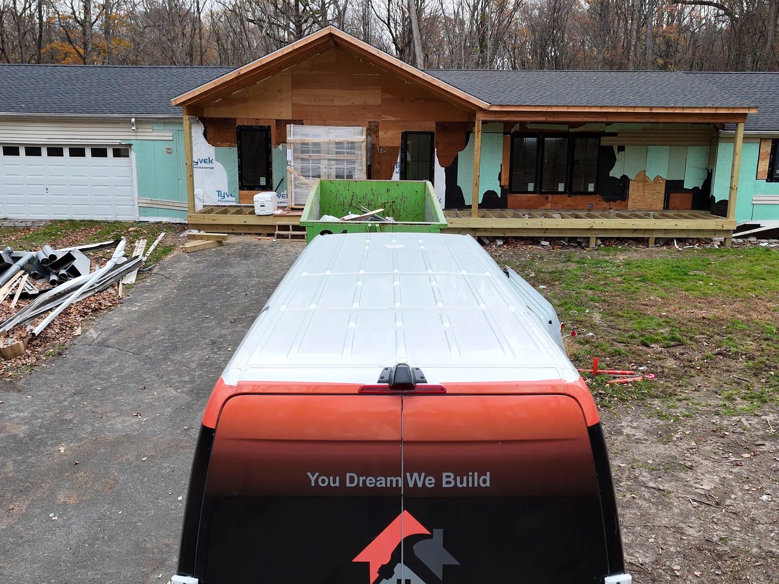 During: the front of the house opened up and rebuilt